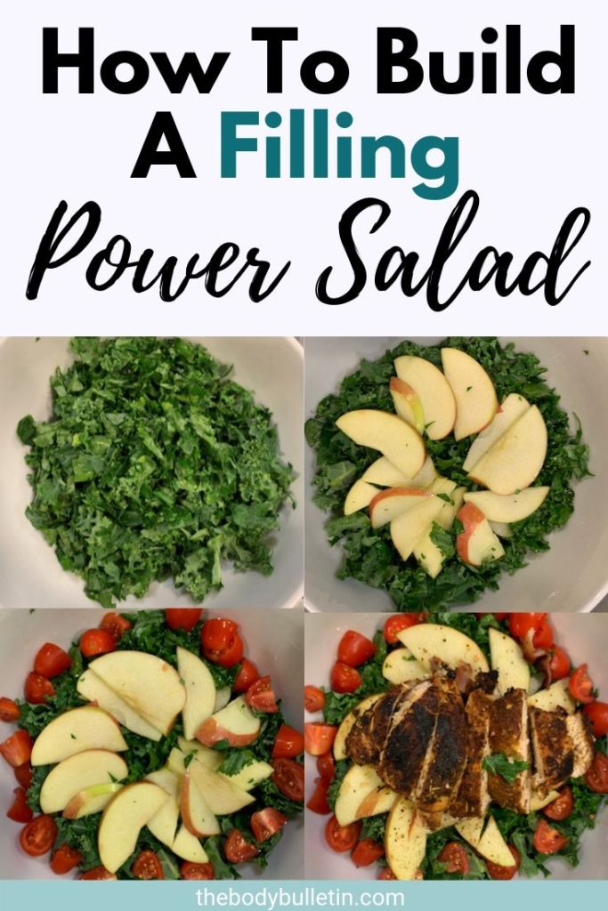 No more boring salads. Have you ever wondered how to build a salad to make it taste great and fill you up?  In this post I show you how to build a healthy power salad recipe for easy weeknight dinners.  Busy professionals needs easy, simple salad recipes that fill you up.  Get the free printable power salad recipe builder + grocery list inside the post.  Repin and click to download.  #salad #powersalad #powersaladrecipe #saladrecipe 
